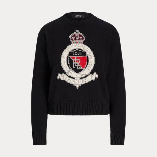 Petite - Intarsia-Knit Crest Cotton Jumper - Lauren Petite - Modalova