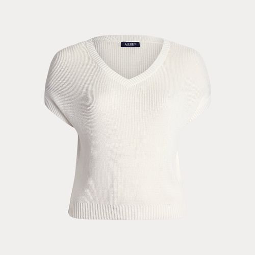 Curve - Rib-Knit Short-Sleeve V-Neck Jumper - Lauren Curve - Modalova