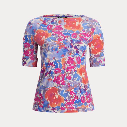 Curve - Floral Stretch Cotton Boatneck T-shirt - Lauren Curve - Modalova