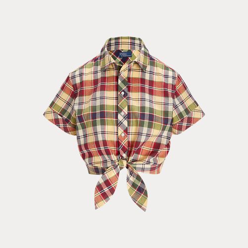 Cropped Plaid Cotton Tie-Front Top - Polo Ralph Lauren - Modalova