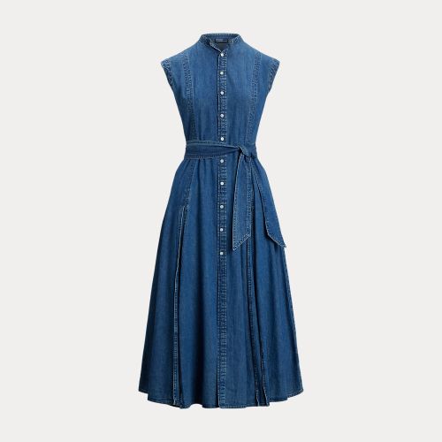 Belted Denim Sleeveless A-Line Dress - Polo Ralph Lauren - Modalova