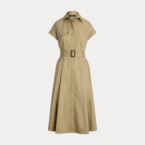 Petite - Belted Stretch-Cotton Blend Shirtdress - Lauren Petite - Modalova