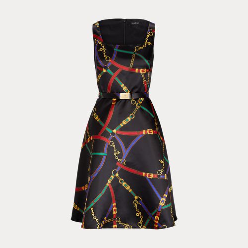 Print Belted Satin Cocktail Dress - Lauren - Modalova