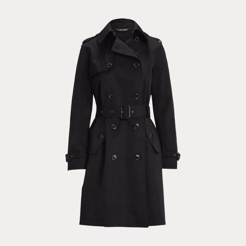 Petite - Double-Breasted Cotton-Blend Trench Coat - Lauren Petite - Modalova