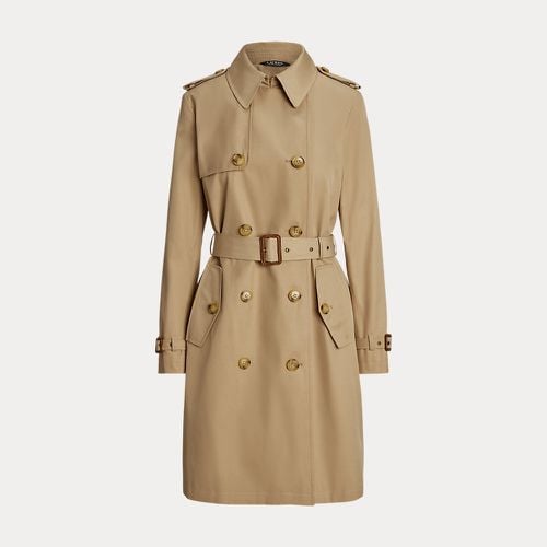 Petite - Double-Breasted Cotton-Blend Trench Coat - Lauren Petite - Modalova