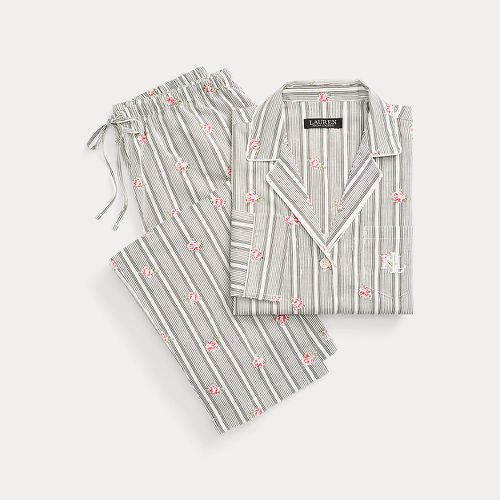 Floral Striped Poplin Sleep Set - Lauren - Modalova