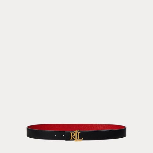 Logo Reversible Pebbled Leather Belt - Lauren - Modalova