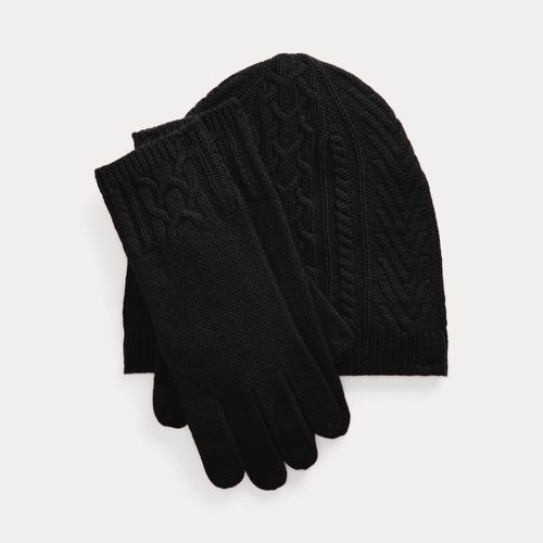 Cable-Knit Beanie and Glove Set - Lauren - Modalova