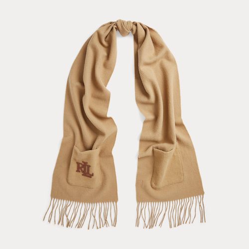 Faux-Leather-Trim Herringbone Scarf - Lauren - Modalova