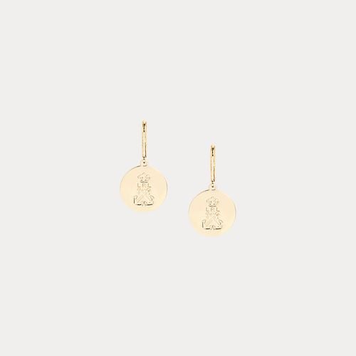 Gold-Plated Logo Drop Earrings - Lauren - Modalova