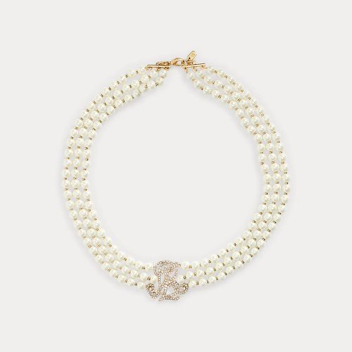 Plated Faux-Pearl Logo Necklace - Lauren - Modalova