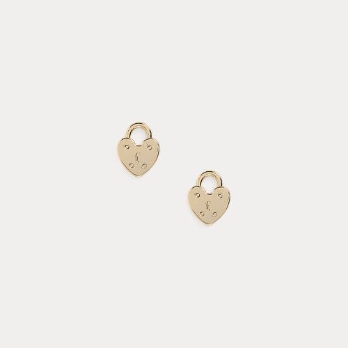 Gold-Plated Heart Padlock Studs - Lauren - Modalova