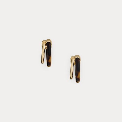 Plated Tortoiseshell Hoop Earrings - Lauren - Modalova