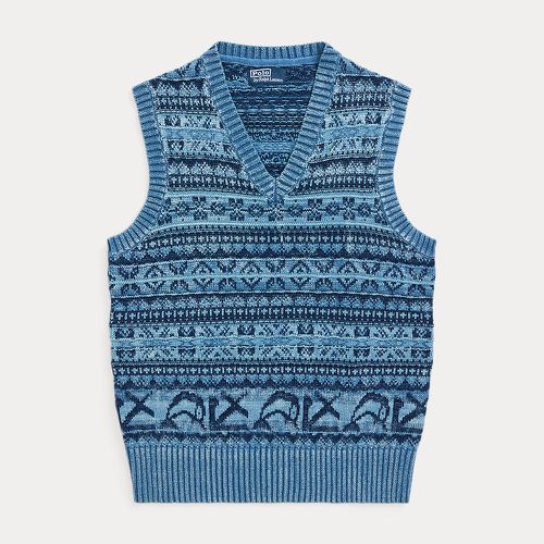 Fair Isle Indigo Cotton Jumper Waistcoat - Polo Ralph Lauren - Modalova