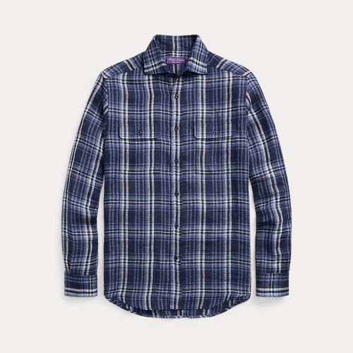 Plaid Linen Twill Shirt - Purple Label - Modalova