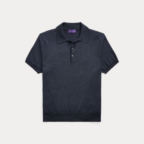 Striped Silk-Cotton Polo-Collar Jumper - Purple Label - Modalova
