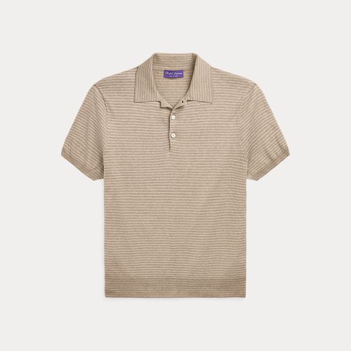 Striped Silk-Cotton Polo-Collar Jumper - Purple Label - Modalova