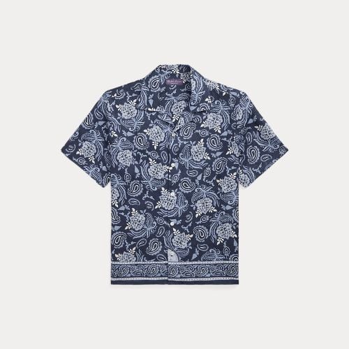 Paisley-Print Linen Camp Shirt - Purple Label - Modalova