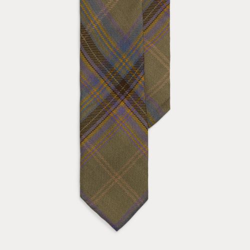 Plaid-Print Cashmere-Silk Tie - Purple Label - Modalova