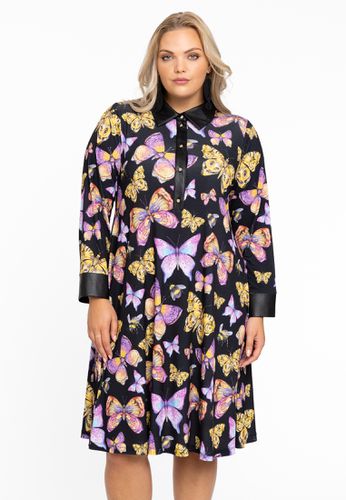 Kleid mit Kunstlederkragen BUTTERFLY - Loretta's Favourites (L) - Modalova