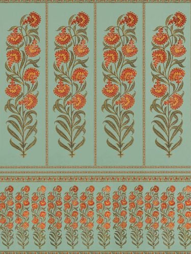 Carta Da Parati Raj Flower Turquoise - ARJUMAND'S WORLD - Modalova