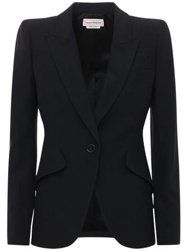 Leaf Crepe Single Breast Fitted Blazer - ALEXANDER MCQUEEN - Modalova