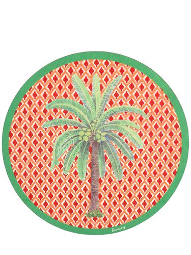 Hima Palm Lacquered Cork Round Placemat - LISA CORTI - Modalova