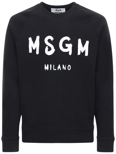 Sudadera De Jersey De Algodón Estampada - MSGM - Modalova