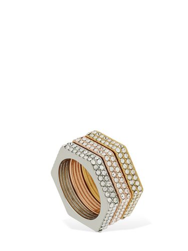 Set Of 3 Bolt Crystal Ring - BURBERRY - Modalova