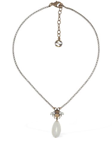 Bee Motif Crystal Charm Necklace - GUCCI - Modalova