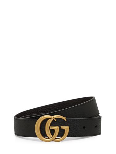 Cintura Reversibile In Pelle Gg 3cm - GUCCI - Modalova