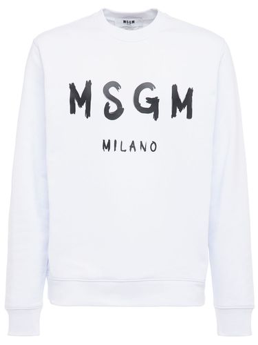 Sudadera De Jersey De Algodón Estampada - MSGM - Modalova