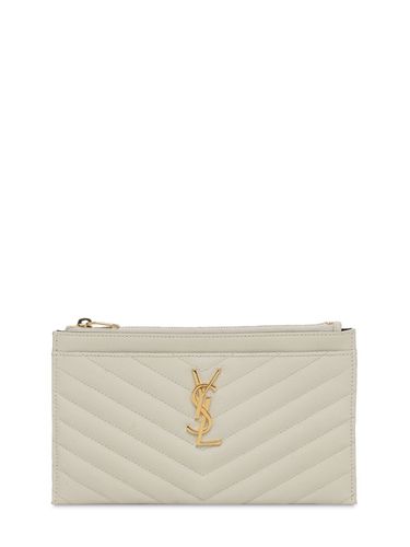 Clutch "monogram Bill" De Piel Pespunteada - SAINT LAURENT - Modalova