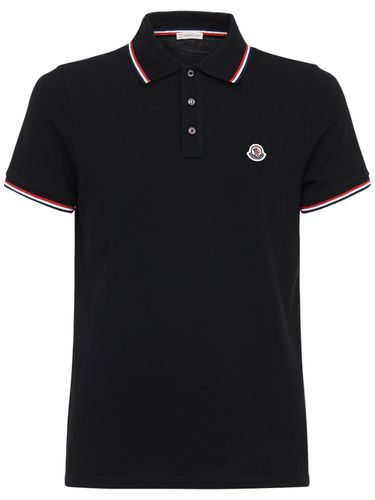 Camisa Polo De Algodón Piqué - MONCLER - Modalova