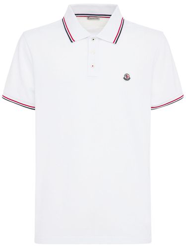 Polo De Algodón Piqué - MONCLER - Modalova