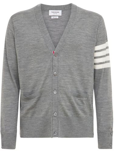 Cardigan 4-bar In Maglia Di Lana - THOM BROWNE - Modalova