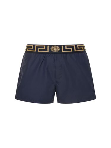 Shorts Mare In Techno Con Logo - VERSACE - Modalova