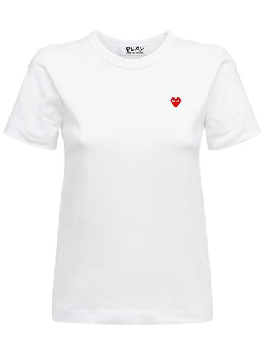 Camiseta De Algodón Con Corazón Bordado - COMME DES GARÇONS PLAY - Modalova