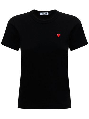 Camiseta De Algodón Con Corazón Bordado - COMME DES GARÇONS PLAY - Modalova