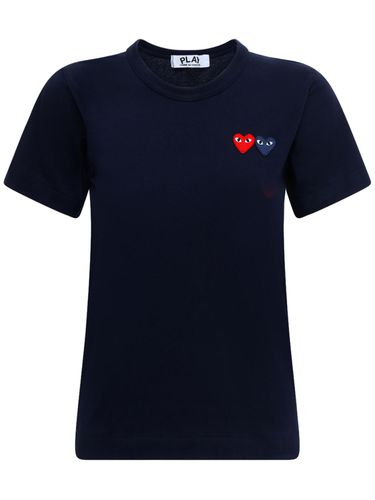 Camiseta De Algodón Con Corazones Bordados - COMME DES GARÇONS PLAY - Modalova