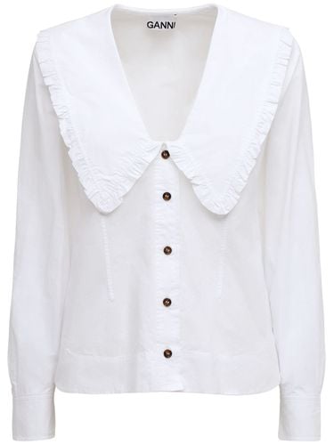 Organic Cotton Poplin Shirt - GANNI - Modalova