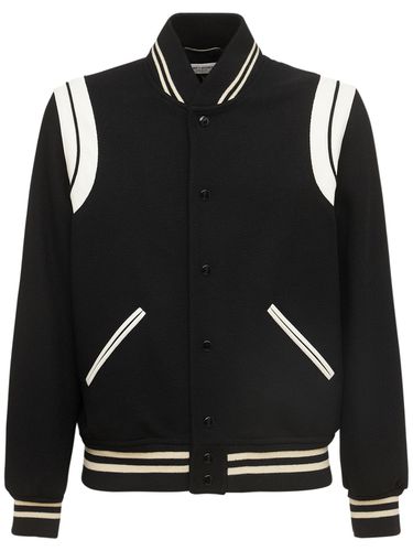 Teddy Wool Jacket W/ Striped Details - SAINT LAURENT - Modalova