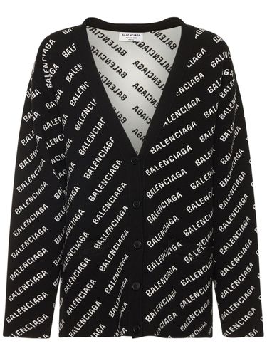 Cardigan Aus Wollmischstrick Mit Logo - BALENCIAGA - Modalova