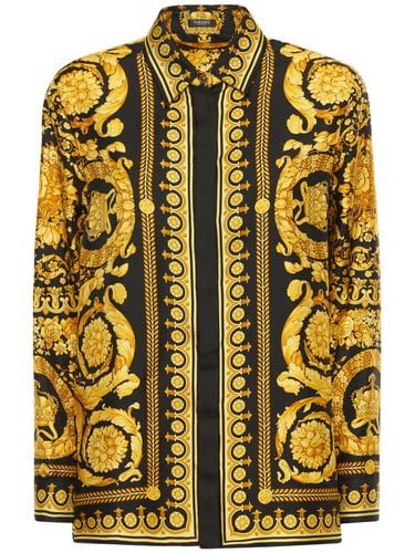 Barocco Printed Silk Twill Shirt - VERSACE - Modalova