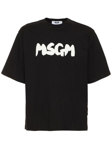 Camiseta De Jersey De Algodón Con Logo - MSGM - Modalova