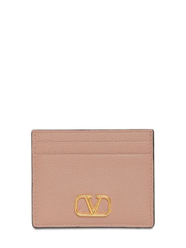 V Logo Grained Leather Card Holder - VALENTINO GARAVANI - Modalova