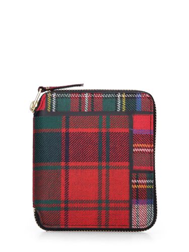 Portafoglio In Lana Tartan Patchwork Con Zip - COMME DES GARÇONS WALLET - Modalova