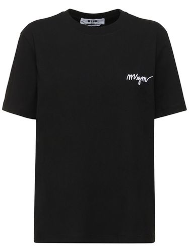 Camiseta De Jersey De Algodón Con Logo - MSGM - Modalova