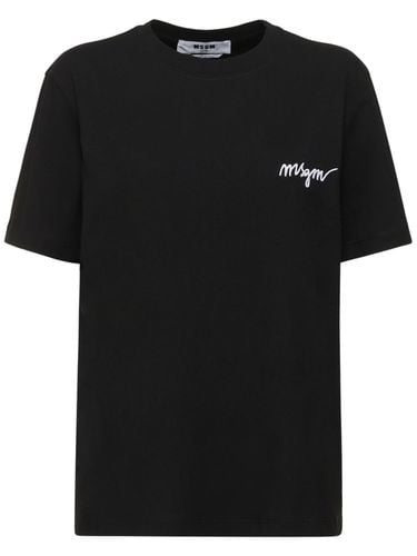 Cotton Jersey Logo T-shirt - MSGM - Modalova