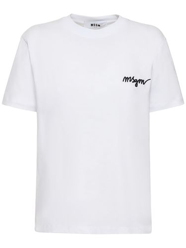 Cotton Jersey Logo T-shirt - MSGM - Modalova